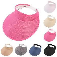 LADIES ADJUSTABLE SUMMER SUN VISOR CAP – LIGHTWEIGHT UV PROTECTION WIDE BRIM HAT FOR OUTDOOR BEACH, TRAVEL & SPORTS WEAR