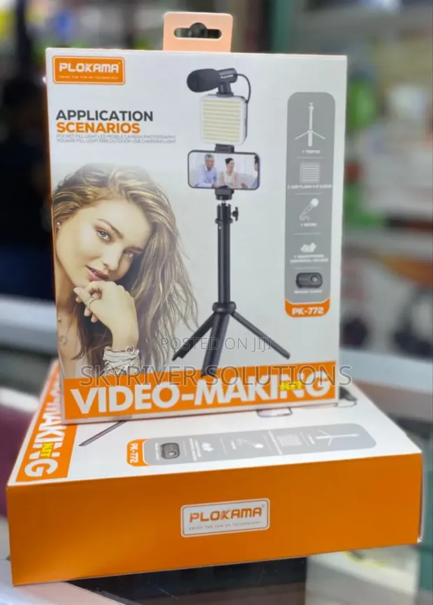 PLOKAMA TRIPODS & VIDEO MAKING KITS – SELFIE STICK, LIVE STREAM STAND, 3-IN-1 HANDLE TRIPOD FOR CONTENT CREATION