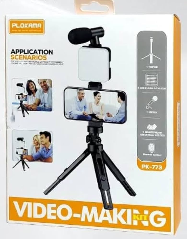 PLOKAMA TRIPODS & VIDEO MAKING KITS – SELFIE STICK, LIVE STREAM STAND, 3-IN-1 HANDLE TRIPOD FOR CONTENT CREATION