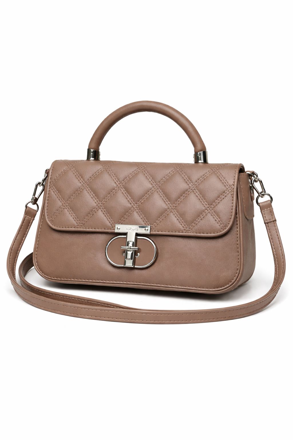 Luxury Quilted Women Sling Bag – Elegant Crossbody Handbag with Top Handle & Turn-Lock Design