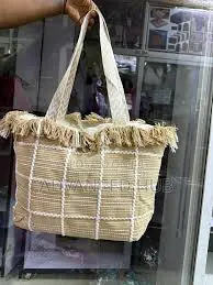 Fringe-Edge Canvas Thread Work Tote Bag with Single Partition | Broadbelt – Durable Fashion Shoulder Bag, Large Capacity Casual Everyday Handbag for Women