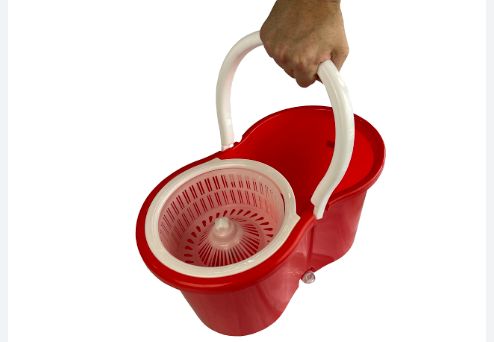 2-in-1 Plastic Spin Mop Bucket with Wringer – Durable Double Compartment Cleaning Bucket with Handle