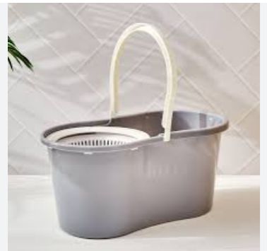2-in-1 Plastic Spin Mop Bucket with Wringer – Durable Double Compartment Cleaning Bucket with Handle