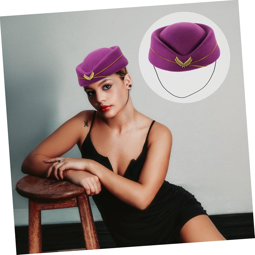 STEWARDED/ AIR HOSTESS-STYLE BERET CAP – WOMEN'S FASHIONABLE UNIFORM & CASUAL HAT ACCESSORY