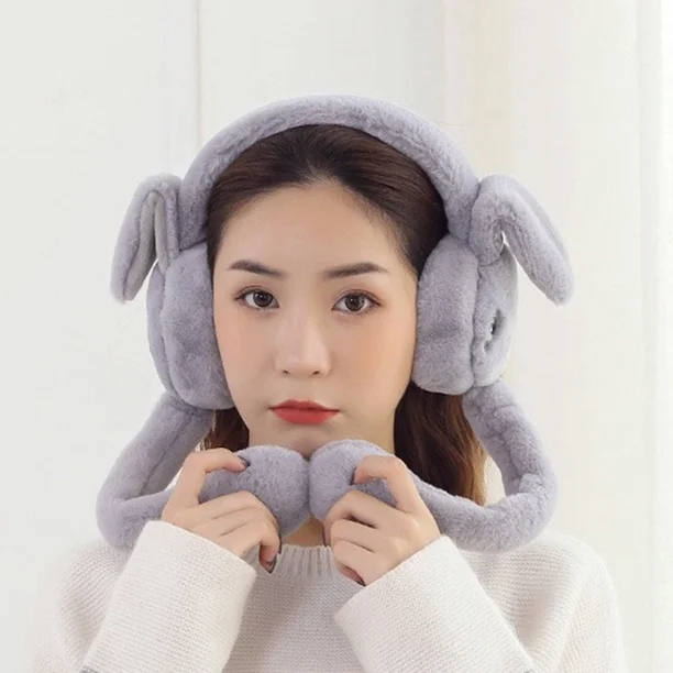 PLUSH HEADPHONES – BROWN, PINK FOR ADULTS & MULTICOLORED ELONGATED EARS FOR KIDS, SOFT COMFY OVER-EAR HEADSETS