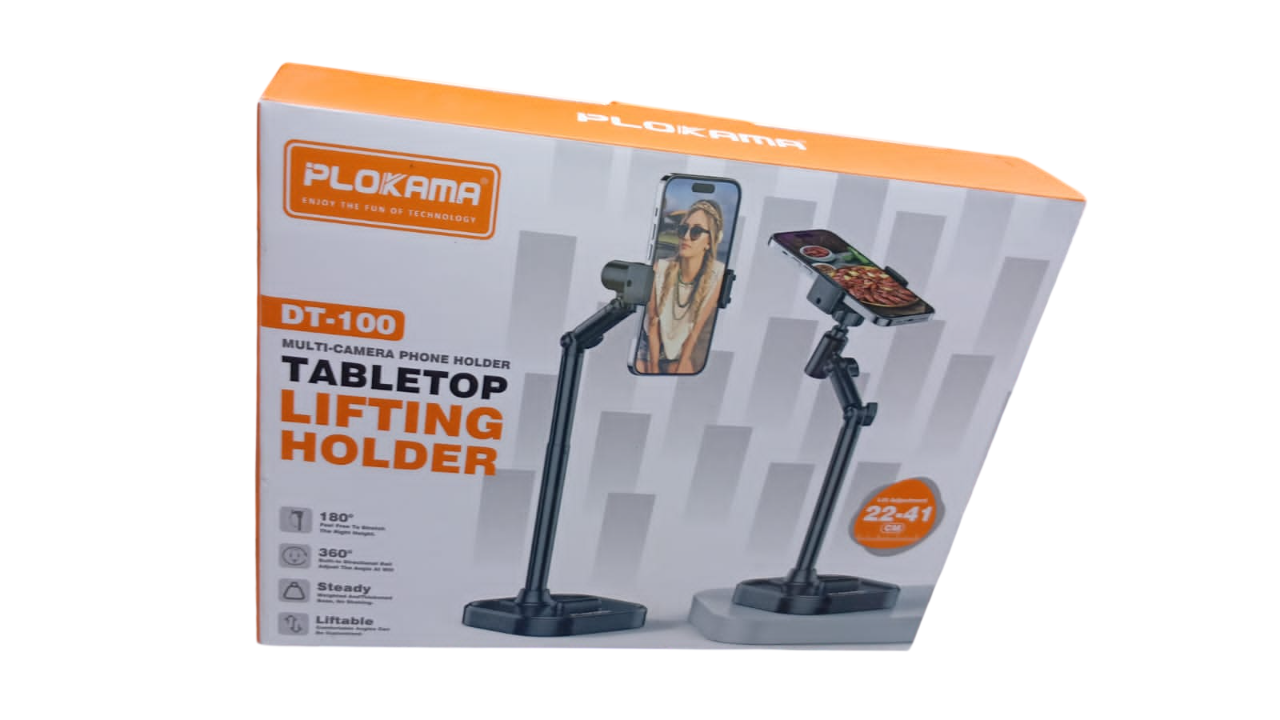 PLOKAMA TRIPODS & PHONE HOLDERS – TABLE TOP STAND, AI AUTO TRACKING SELFIE STICK & LIVE BROADCAST STAND (ADJUSTABLE & PORTABLE)
