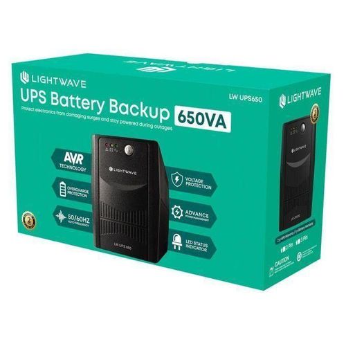 Lightwave LW UPS 650VA Line Interactive UPS 650VA/390W, Micro Processor Based UPS System, an Ideal Power Backup & Protection for Desktop PC & Home Office