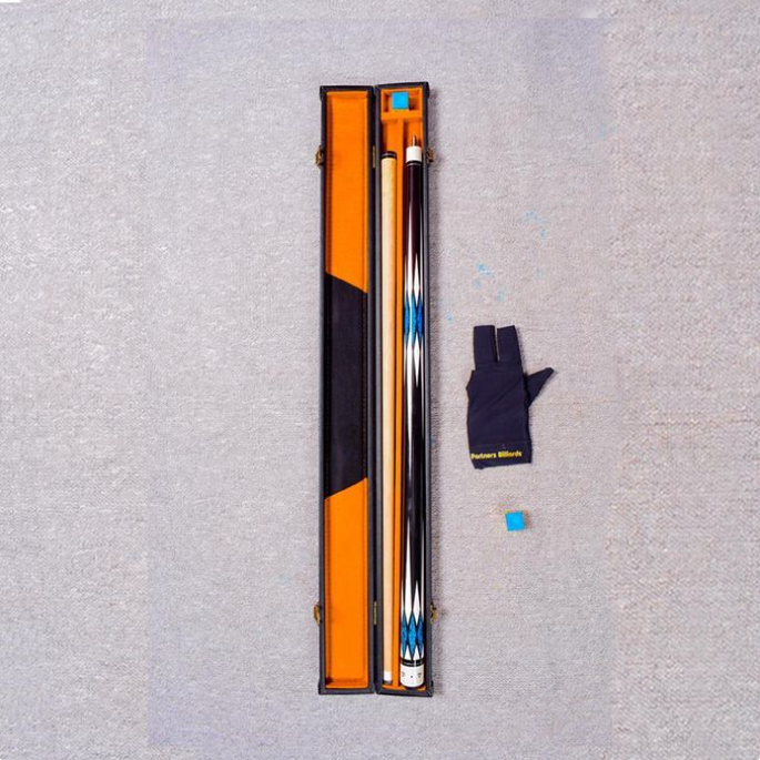 Partners Billiards Complete Pool Cue Stick Combo Set 1/2 Joint Cue, Hard Case, 3-Finger Billiards Glove & Chalk Portable Billiard Kit