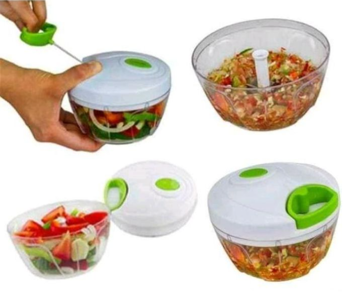 Portable Manual Hand Pull String Vegetable/ Food Chopper For Salad, Garlic, Onion Spin Cutter