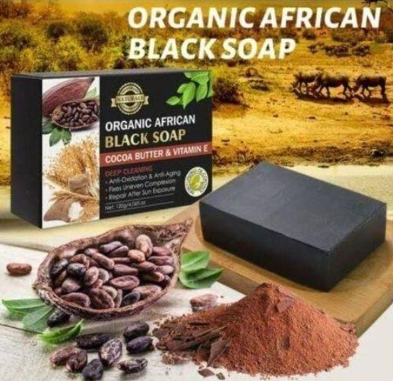 Organic African Black Soap With Snail & Bamboo Charcoal, 120g
