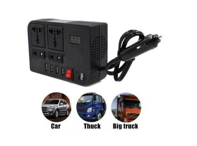 Portable Car Power Inverter Car Charging Adapter DC 12V To AC 220V 300W Converter 4USB Charger Outlet Socket Auto Accessories