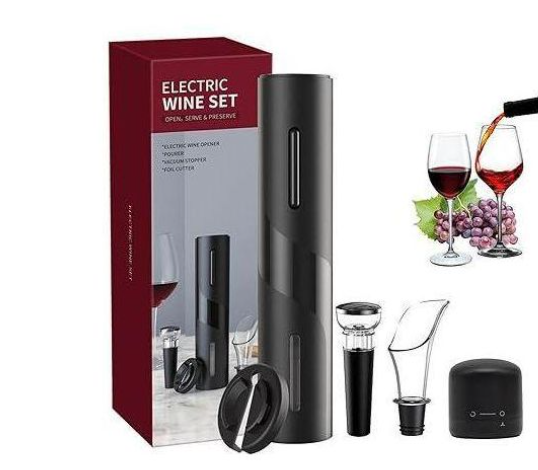 Electric Wine Bottle Opener, Battery Operated Automatic Corkscrew Gift Set with Foil Cutter, Wine Vacuum Stopper, Wine Pourer for Family, Wine Lover