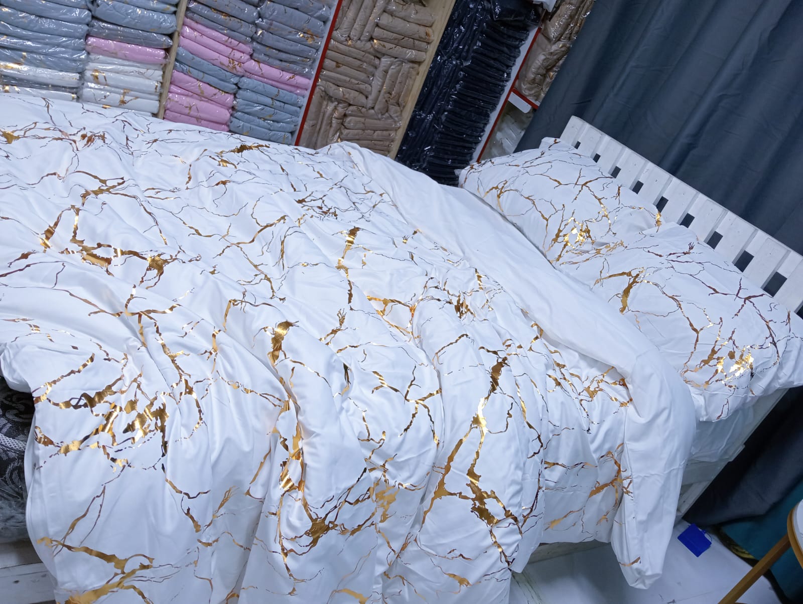 *Luxury Gold Marble texture Foil style Duvet cover Set