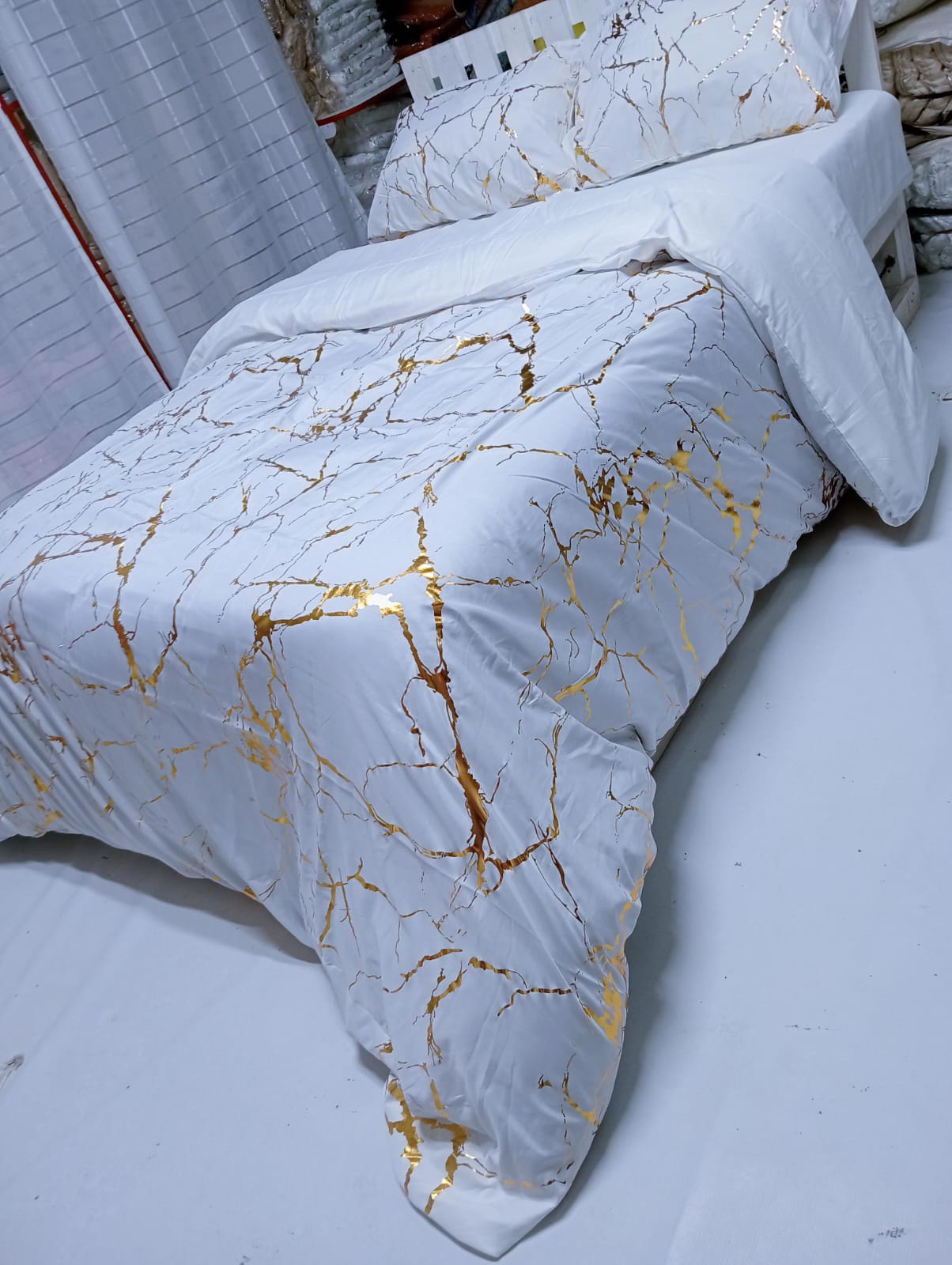 *Luxury Gold Marble texture Foil style Duvet cover Set