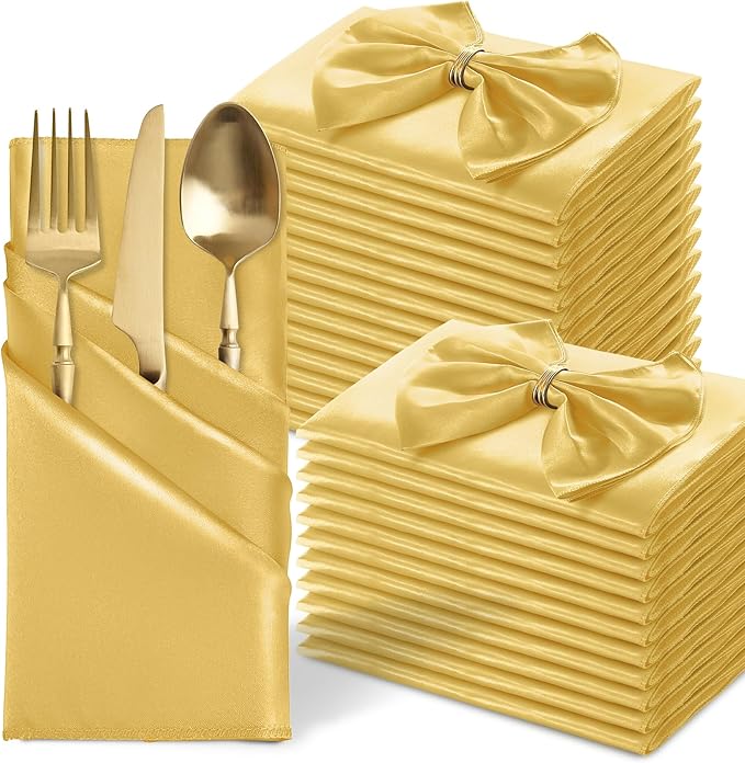 6pcs Premium Silk Table Napkins 50×50cm : Elegant Table Setting : Home & Event Use