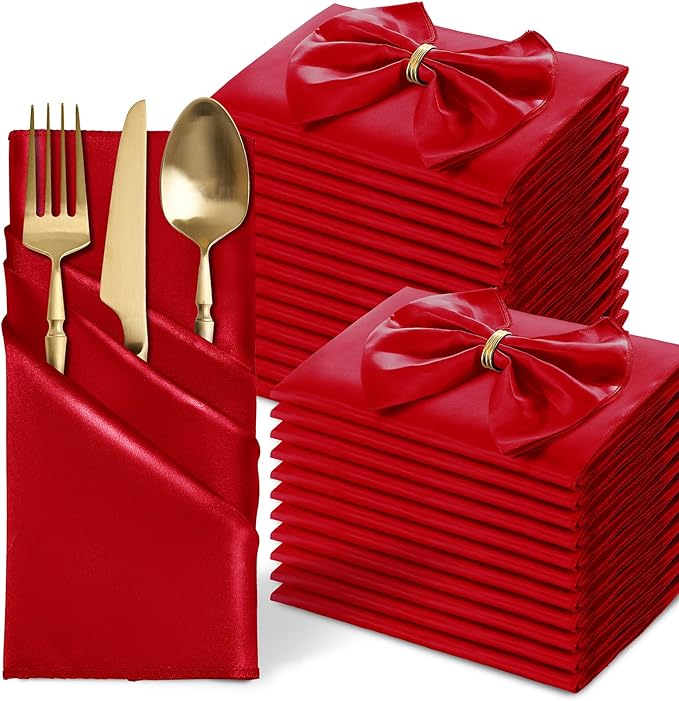 6pcs Premium Silk Table Napkins 50×50cm : Elegant Table Setting : Home & Event Use