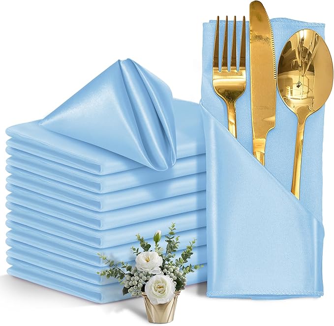6pcs Premium Silk Table Napkins 50×50cm : Elegant Table Setting : Home & Event Use