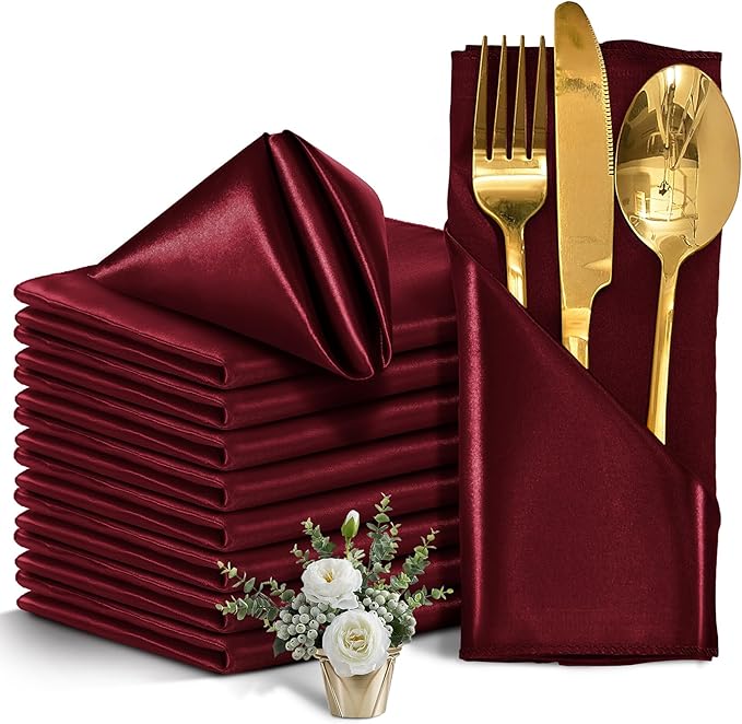 6pcs Premium Silk Table Napkins 50×50cm : Elegant Table Setting : Home & Event Use