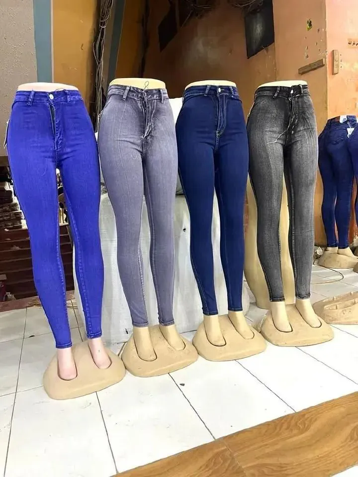 Ladies Plain High-Waist Skinny Jeans – Classic Stretch Denim Pants for Women | Slim Fit, Comfortable & Stylish Everyday Wear (Black, Gray, Blue, Navy) | Sizes 27–34