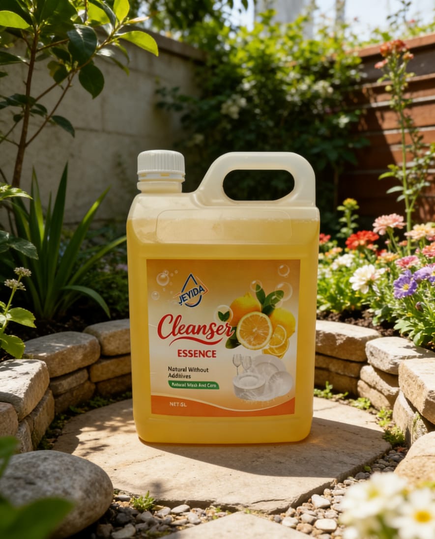 Jeyida Multi-effect Laundry Detergent, 5 Litre, available in these flavors; Lemon flavor, Aloe vera falvor, Orange and the blue fresh flavor.