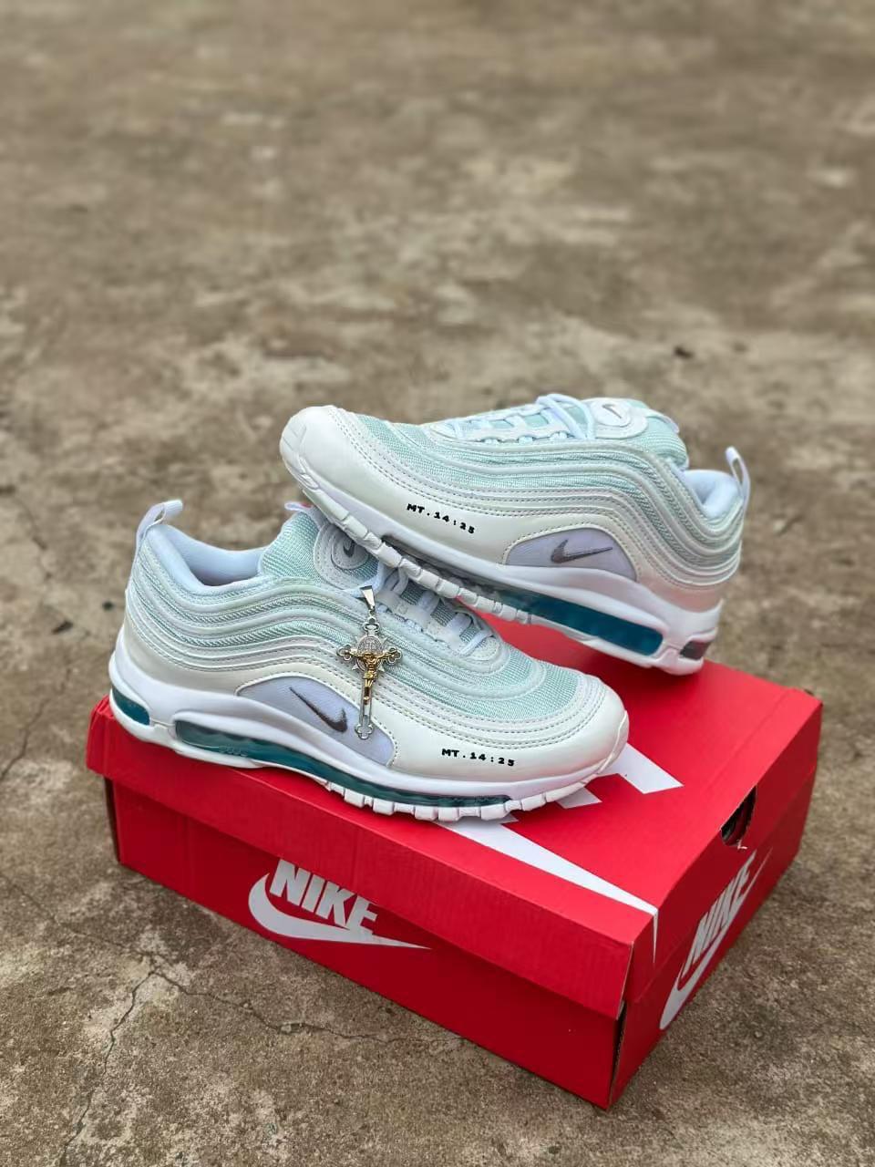 Custom Nike Air Max 97 Jesus Shoes Mint Green Sneakers