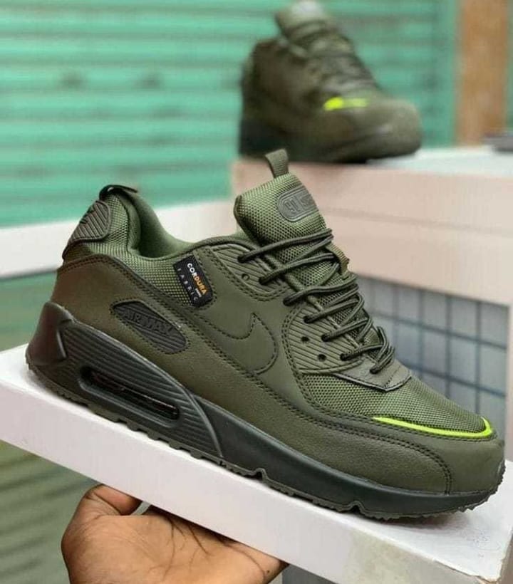 Nike Air Max 90 Casual Lifestyle Sneakers - Men's Cushioning Running Shoes - Available in Spider-Web Black, Olive, Grey/Yellow, Desert Sand & Triple Black