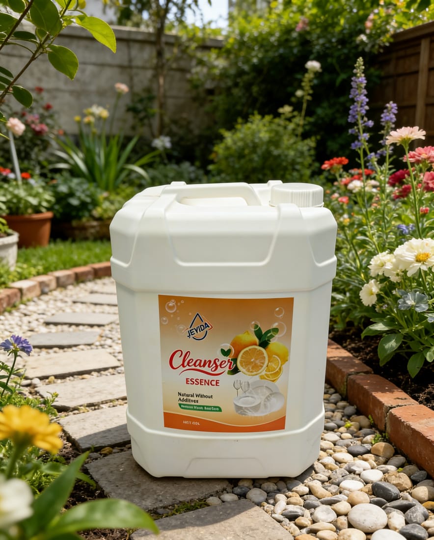 High-efficiency bulk 20L liquid pack by JEYIDA. Ideal for homes, hotels, and businesses. Includes Multi-effect Laundry Detergent, Aloe Shower Gel, and Lemon Cleanser Essence.