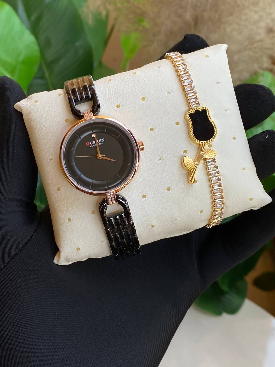 Luxury Women's Watch & Bracelet Set - CURREN / SENO Fashion Quartz Wristwatch with Matching Jewelry Gift