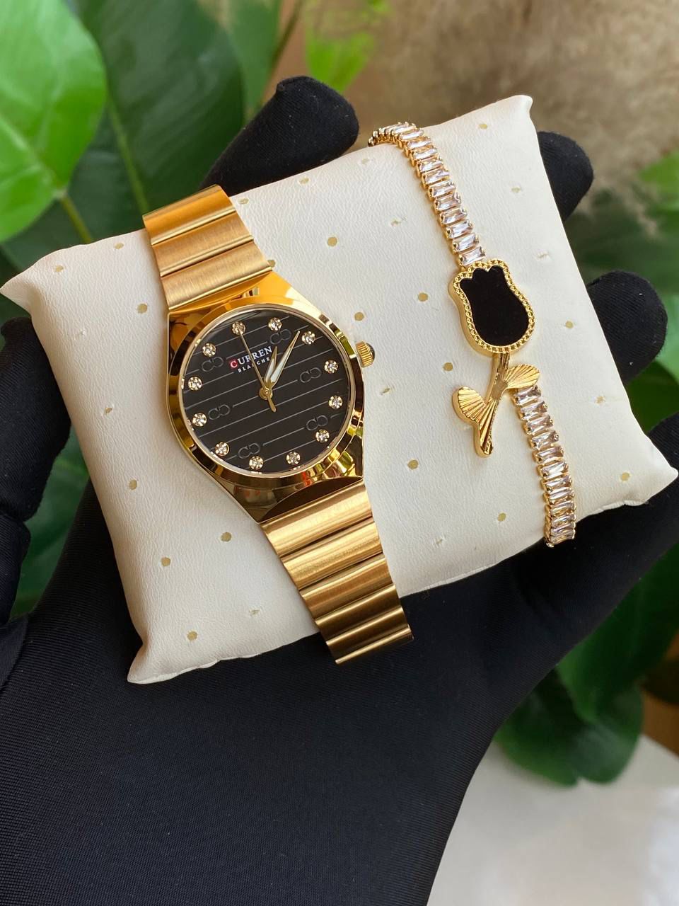 Luxury Women's Watch & Bracelet Set - CURREN / SENO Fashion Quartz Wristwatch with Matching Jewelry Gift