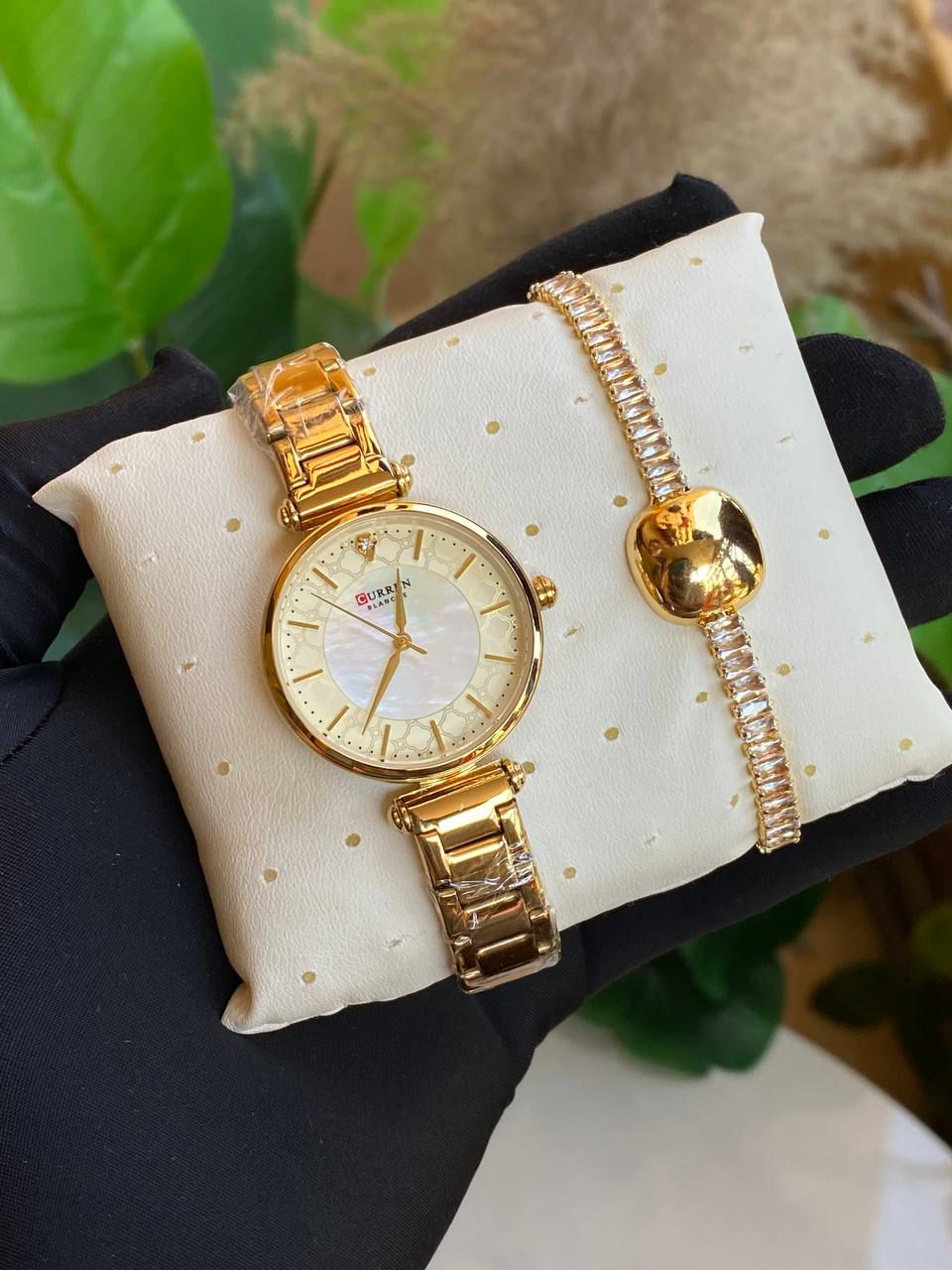 Luxury Women's Watch & Bracelet Set - CURREN / SENO Fashion Quartz Wristwatch with Matching Jewelry Gift
