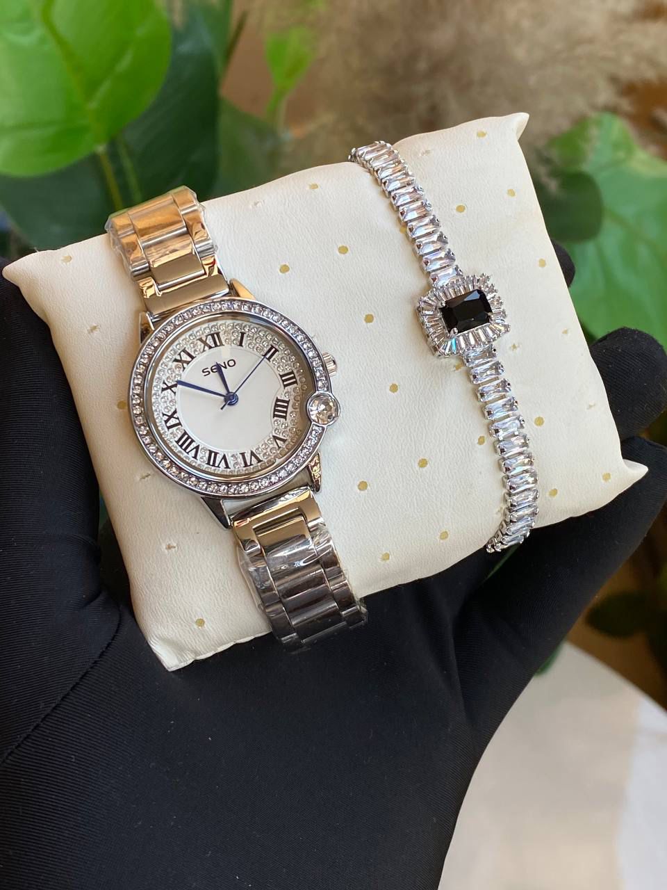 Luxury Women's Watch & Bracelet Set - CURREN / SENO Fashion Quartz Wristwatch with Matching Jewelry Gift