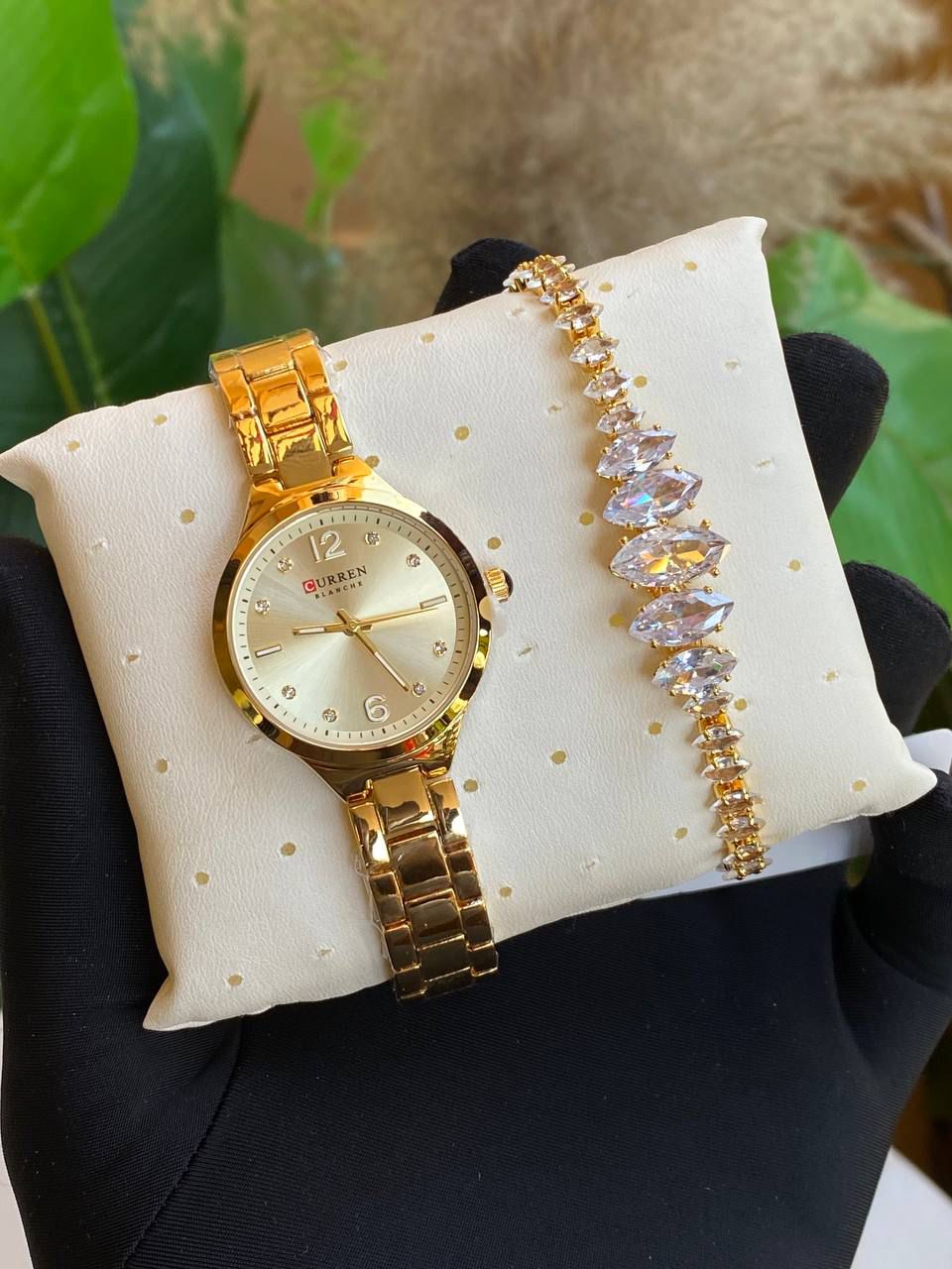 Luxury Women's Watch & Bracelet Set - CURREN / SENO Fashion Quartz Wristwatch with Matching Jewelry Gift