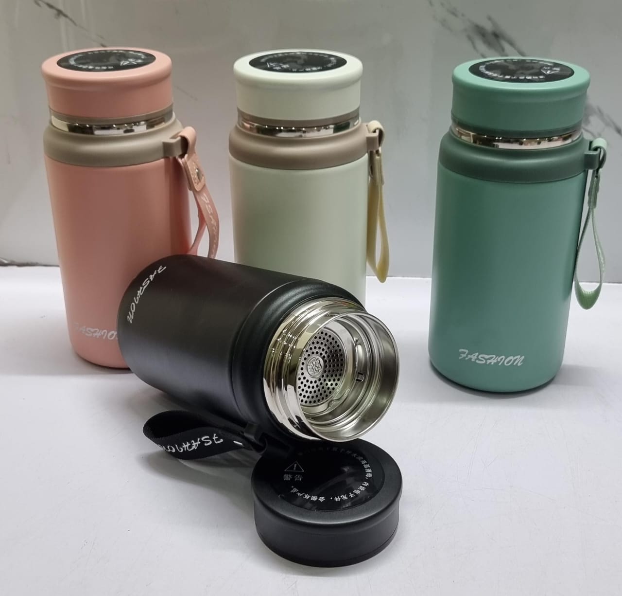 500ML Fashion Stainless Steel Vacuum Flask - Insulated Water Bottle with Tea Infuser & Portable Strap