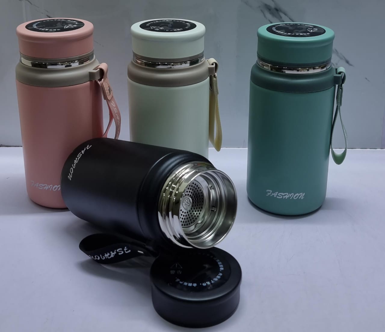 500ML Fashion Stainless Steel Vacuum Flask - Insulated Water Bottle with Tea Infuser & Portable Strap