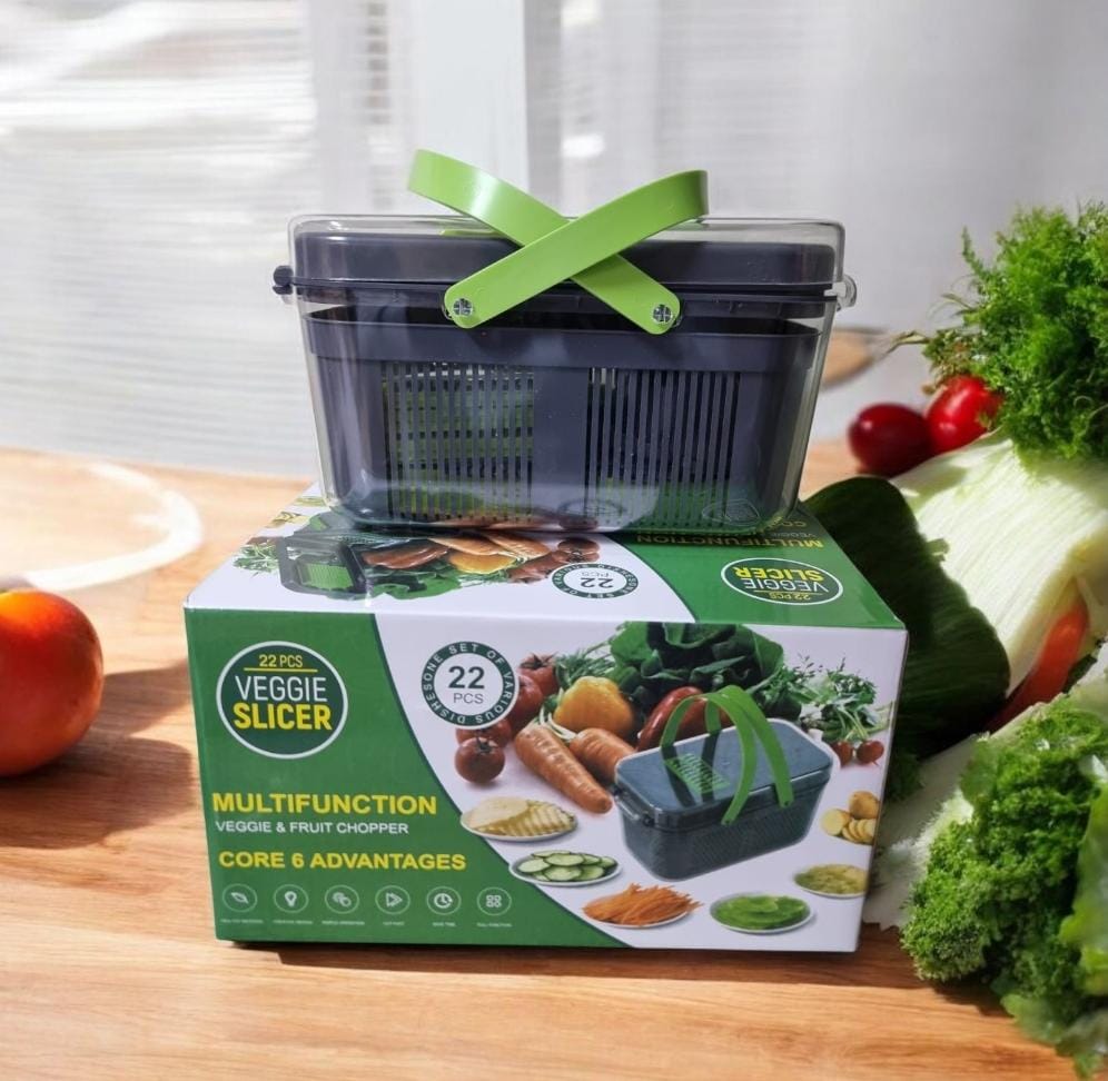 22PCS Multifunction Vegetable Chopper - Professional Fruit & Veggie Slicer, Mandoline Dicer, Manual Grater with Container, Egg Separator & Peeler