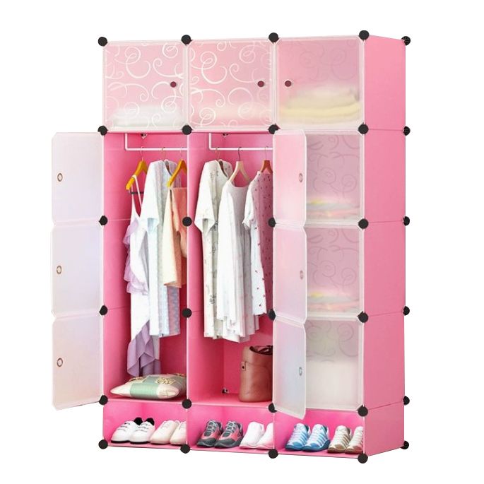 HomeMate 12 Grids 3 Columns Plastic Clothes Portable Wardrobe Closet Storage Shelf With Shoes Storage Box for Books Clothes Toys Sundries Space Saving Household Organizer