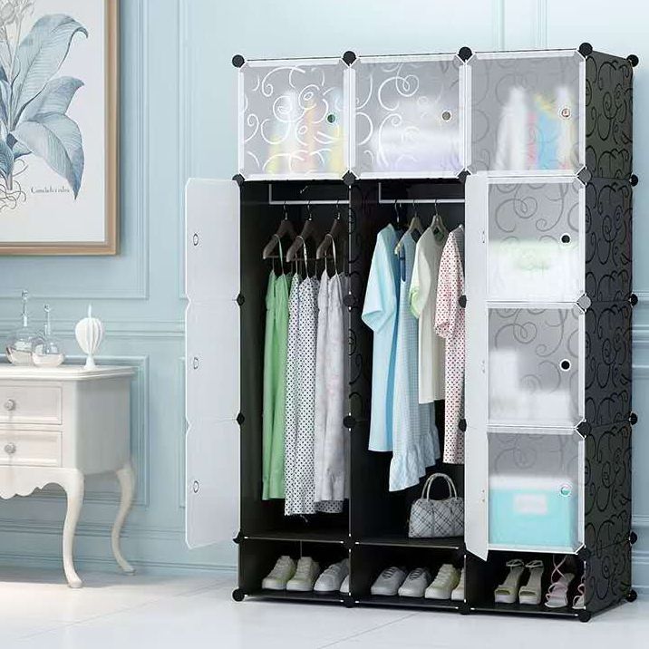 HomeMate 12 Grids 3 Columns Plastic Clothes Portable Wardrobe Closet Storage Shelf With Shoes Storage Box for Books Clothes Toys Sundries Space Saving Household Organizer