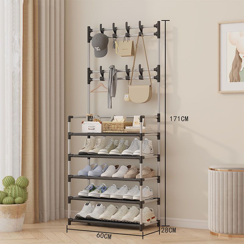 HomeMate 60cm/23.62in Extra Wide 5 Layer Simple Assemble Shoe Rack Floor Coat Hat Rack Shoe Integrated Household Storage Bedroom Living Room Bathroom Hangers