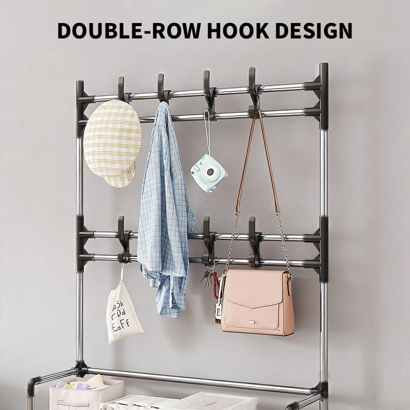 HomeMate 60cm/23.62in Extra Wide 5 Layer Simple Assemble Shoe Rack Floor Coat Hat Rack Shoe Integrated Household Storage Bedroom Living Room Bathroom Hangers