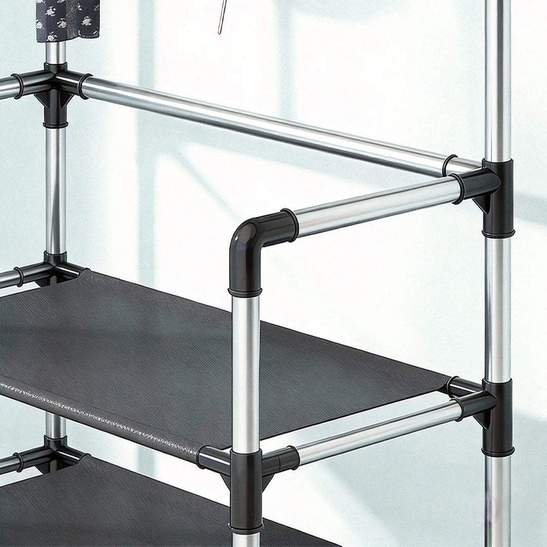 HomeMate 60cm/23.62in Extra Wide 5 Layer Simple Assemble Shoe Rack Floor Coat Hat Rack Shoe Integrated Household Storage Bedroom Living Room Bathroom Hangers