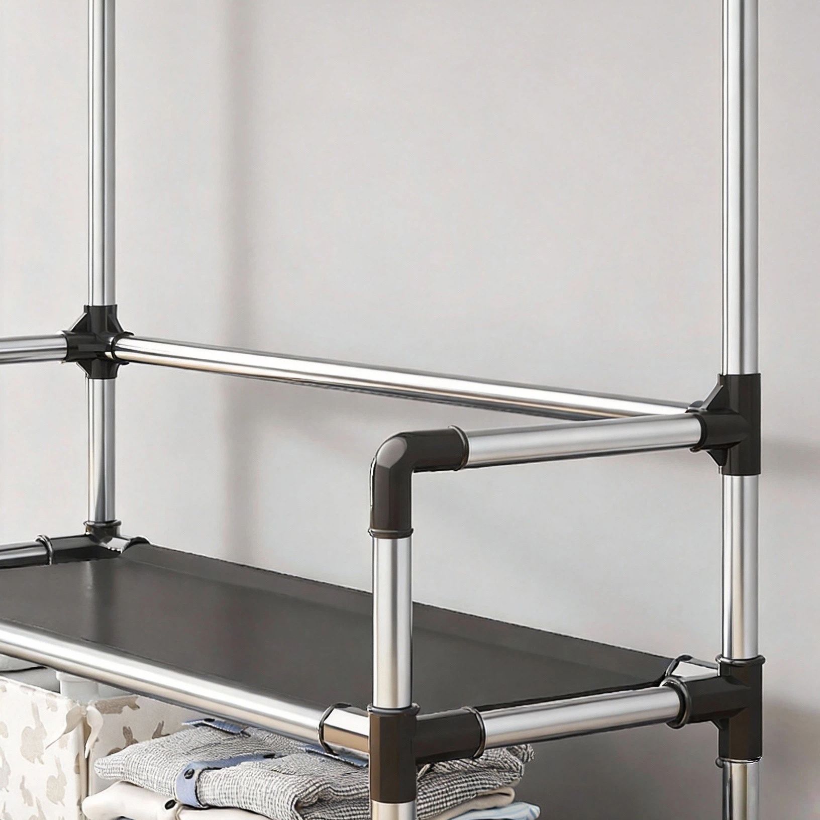 HomeMate 60cm/23.62in Extra Wide 5 Layer Simple Assemble Shoe Rack Floor Coat Hat Rack Shoe Integrated Household Storage Bedroom Living Room Bathroom Hangers