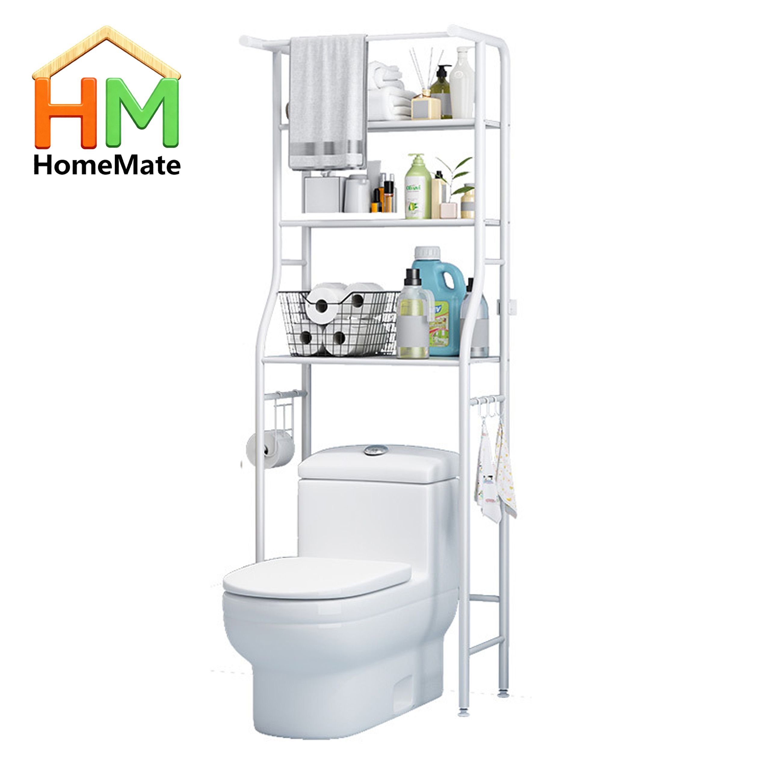 HomeMate 3 Layer Over The Toilet Rack Organizer With Guardrail Bathroom Organizer Free Standing Space Saver Stands Rack For Toilet Bathroom Accessories TRK01