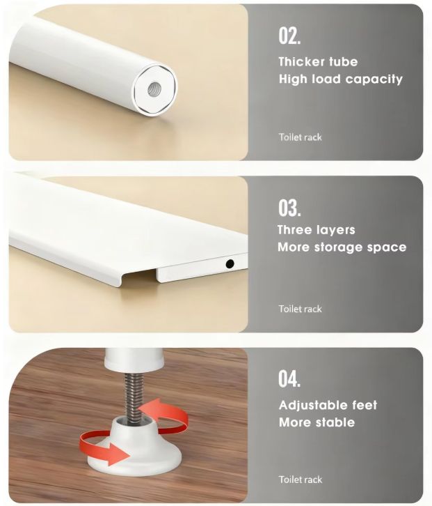 HomeMate 3 Layer Over The Toilet Rack Organizer With Guardrail Bathroom Organizer Free Standing Space Saver Stands Rack For Toilet Bathroom Accessories TRK01