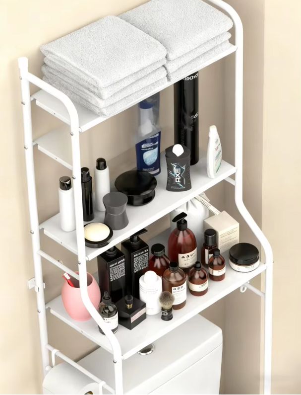 HomeMate 3 Layer Over The Toilet Rack Organizer With Guardrail Bathroom Organizer Free Standing Space Saver Stands Rack For Toilet Bathroom Accessories TRK01