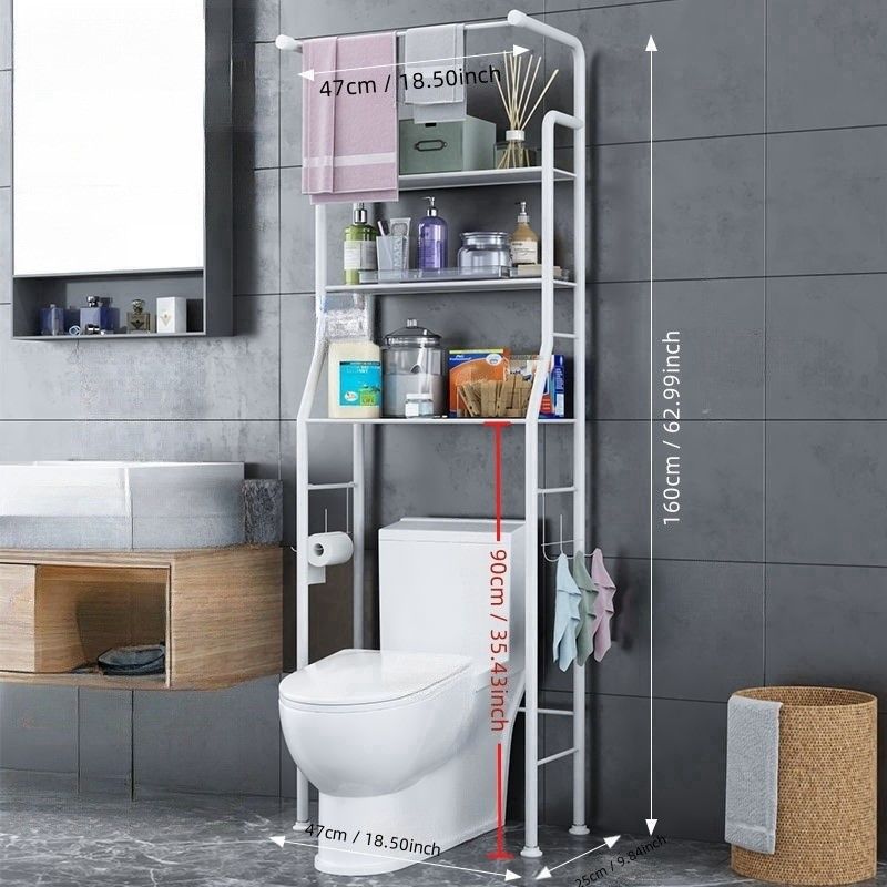 HomeMate 3 Layer Over The Toilet Rack Organizer With Guardrail Bathroom Organizer Free Standing Space Saver Stands Rack For Toilet Bathroom Accessories TRK01