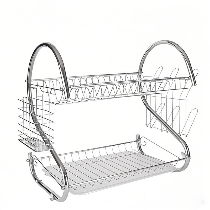 HomeMate  20 Inch 2 Layers Kitchen Storage Shelf Plastic Drain Dish Rack Kitchen Organizer for More Space Saving Kitchen Counter