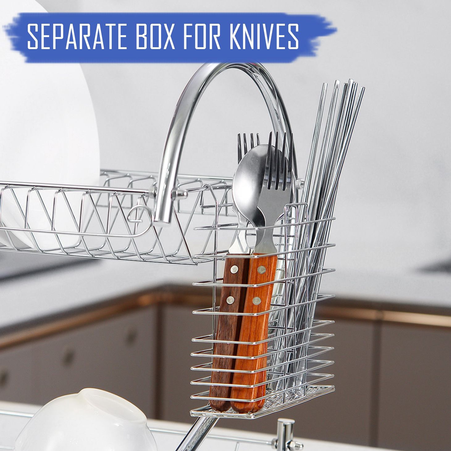 HomeMate  20 Inch 2 Layers Kitchen Storage Shelf Plastic Drain Dish Rack Kitchen Organizer for More Space Saving Kitchen Counter