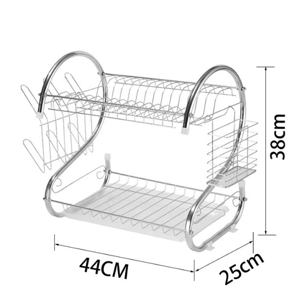 HomeMate  20 Inch 2 Layers Kitchen Storage Shelf Plastic Drain Dish Rack Kitchen Organizer for More Space Saving Kitchen Counter