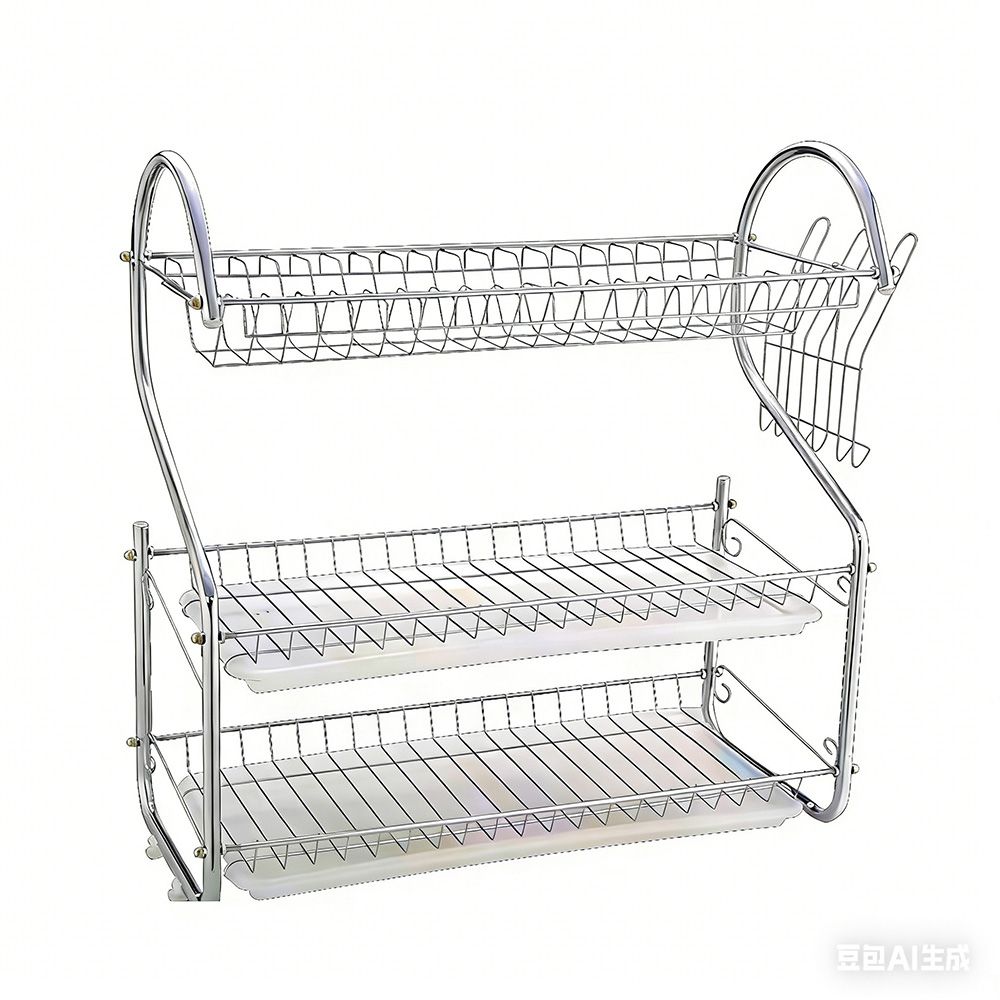 HomeMate  20 Inch 3 - Layer  Kitchen Storage Shelf Plastic Drain Dish Rack Kitchen Organizer for More Space Saving Kitchen Counter