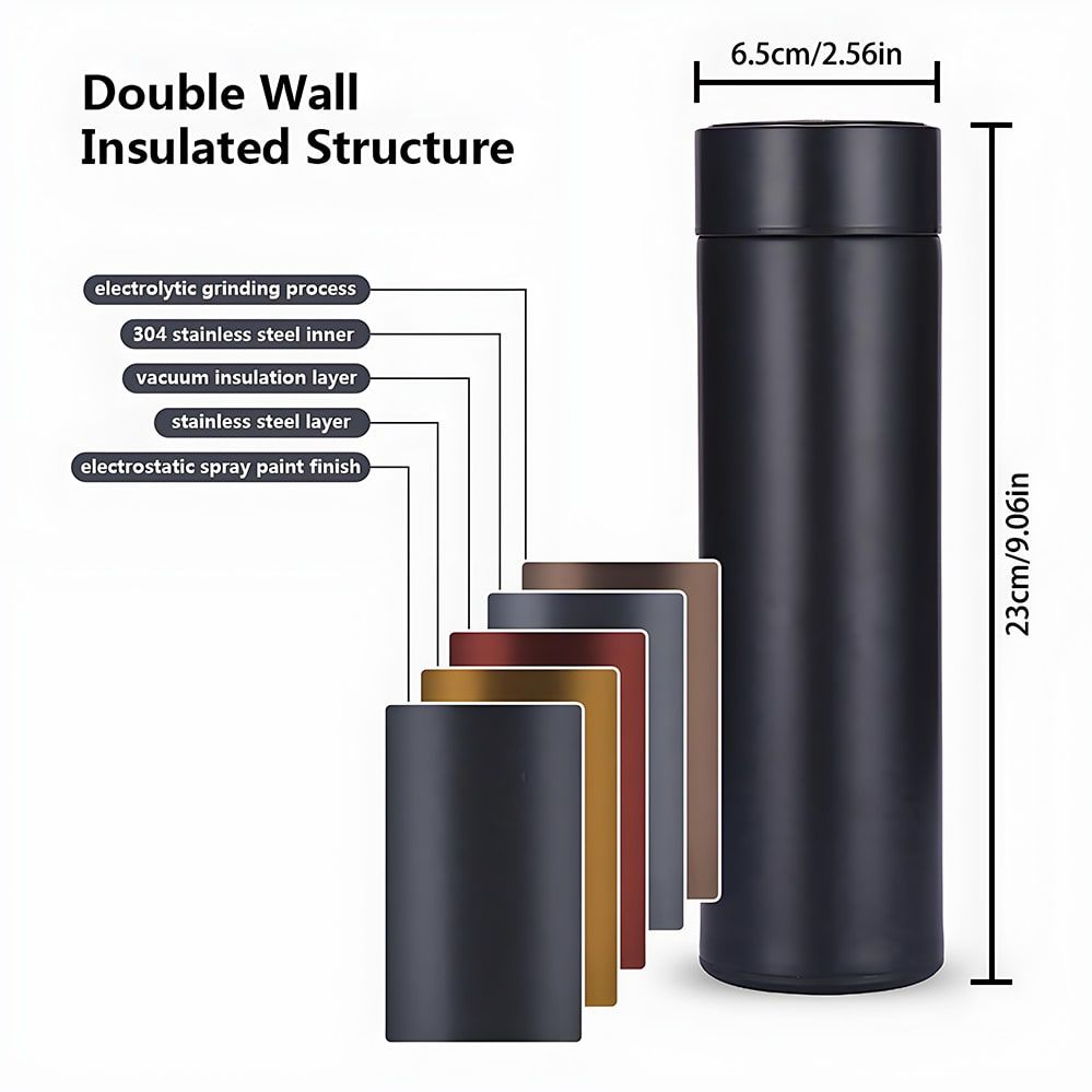 Temperature Display Thermos Cup Water Bottle Stainless Steel Divided Thermos Bottle Outdoor Vacuum Flask Insulated Cup Gift